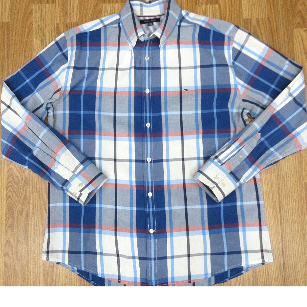 TOMMY HILFIGER REGULAR FIT 100% COTTON SHIRT MADRAS PLAID Sz X-LARGE, XL